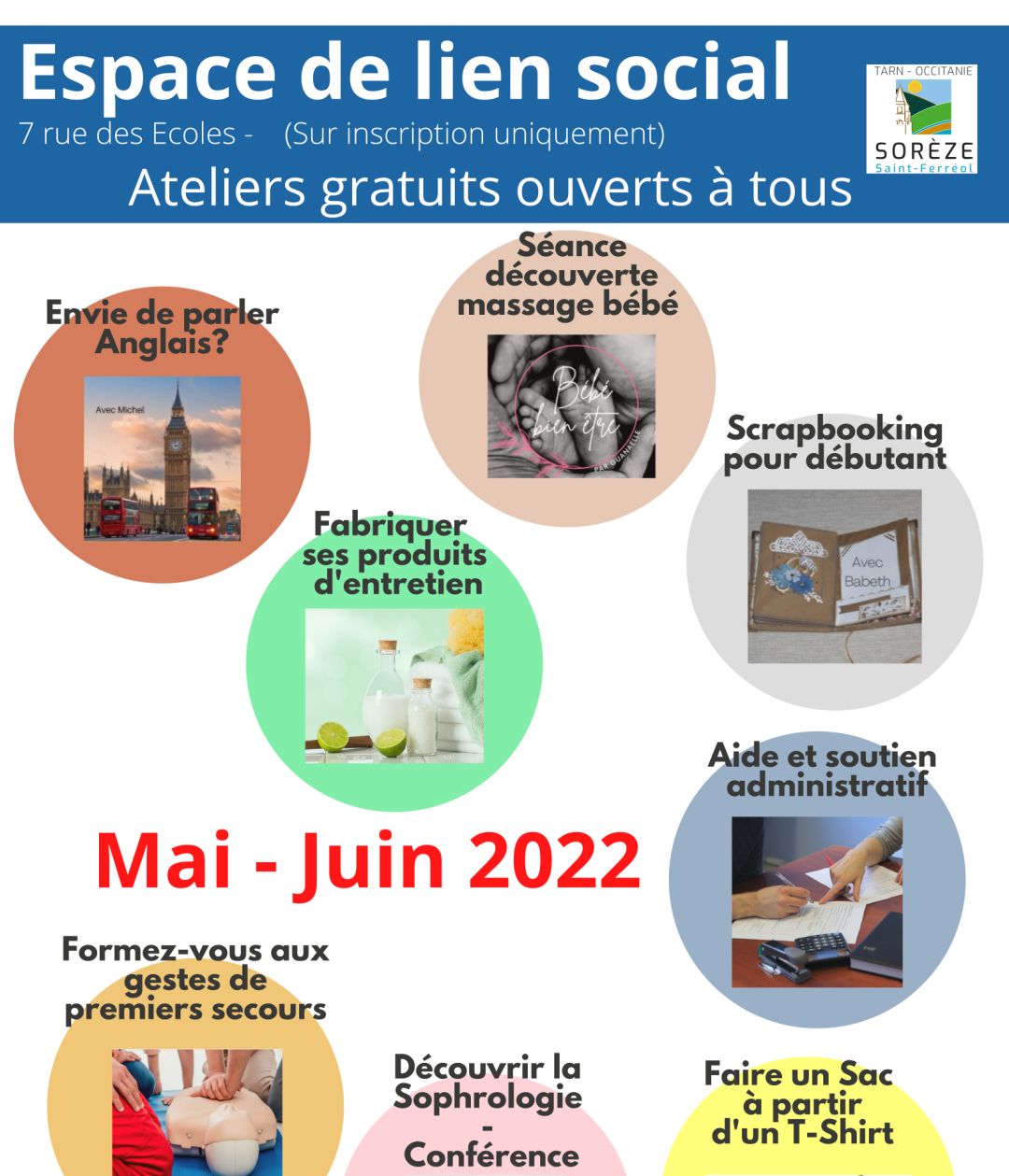 Espace de lien social : Programme Mai / Juin 2022