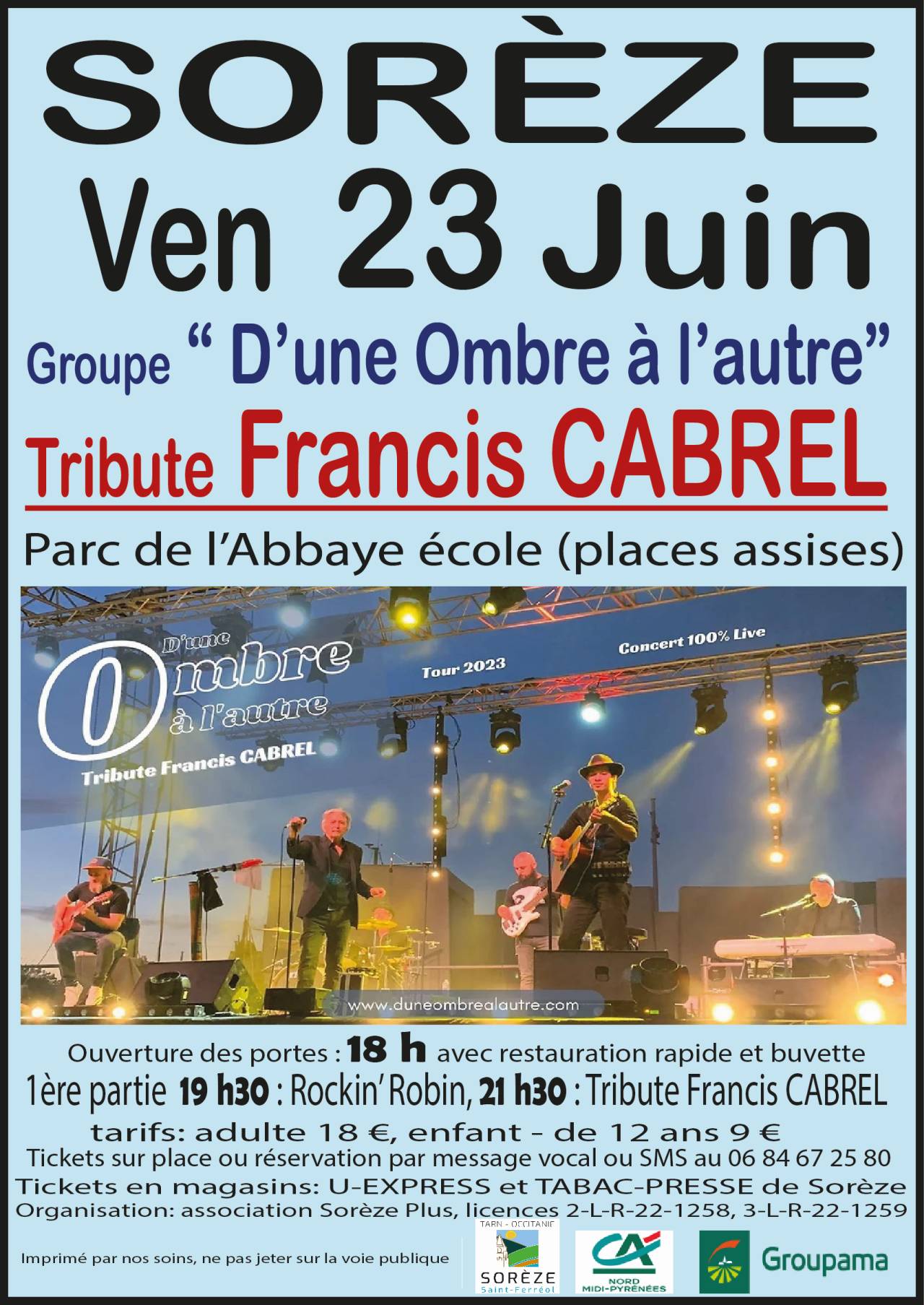 Concert : d'une ombre à l'autre tribute Francis Cabrel