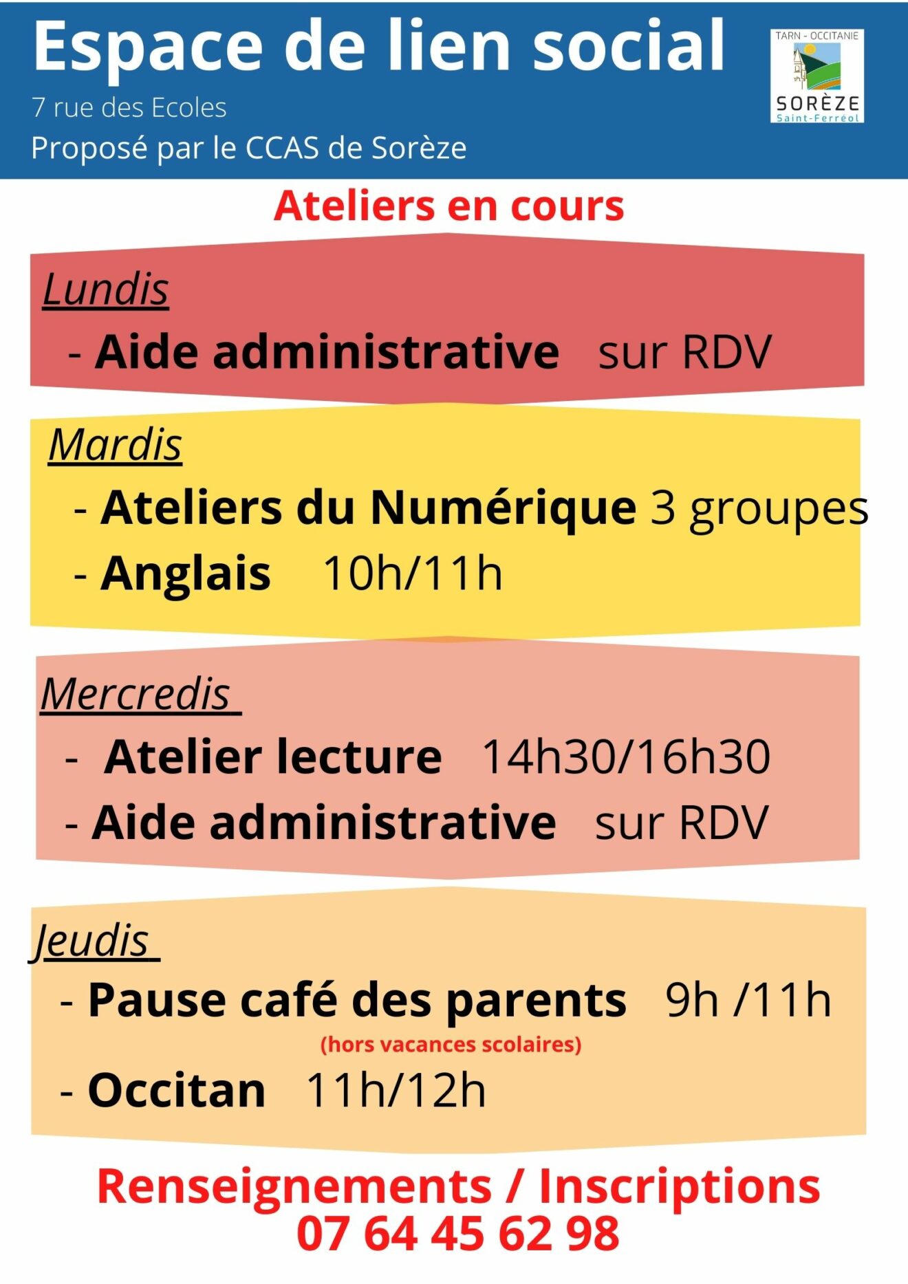 Espace de lien social : Programme Janv. 2023