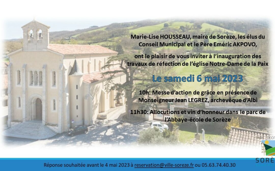Invitation à l’inauguration des travaux de l’église de Sorèze