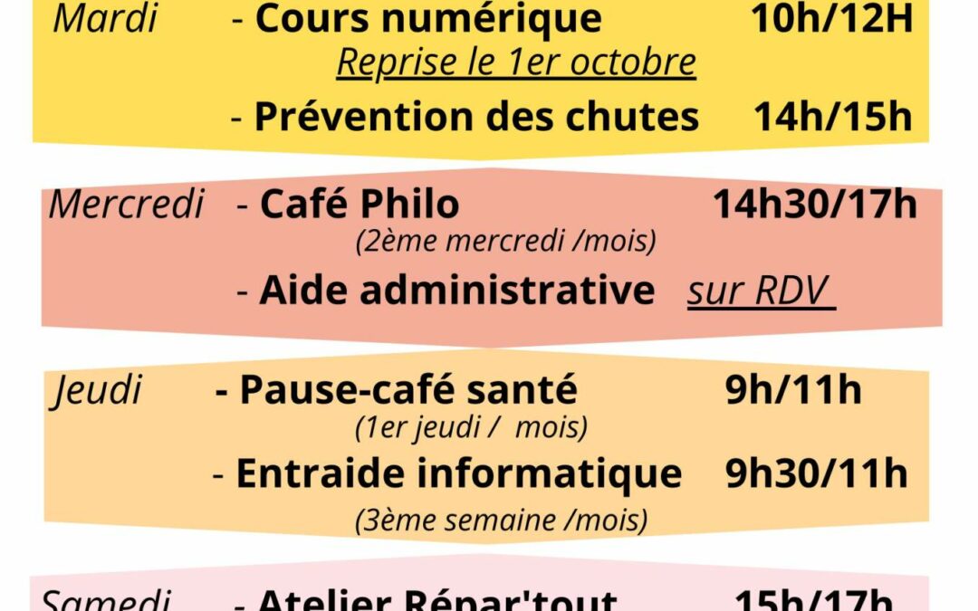 Les infos de l’Espace de Lien Social – septembre 2024