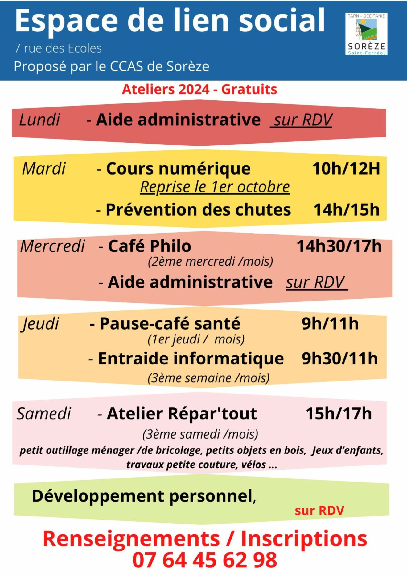 Les infos de l’Espace de Lien Social – septembre 2024
