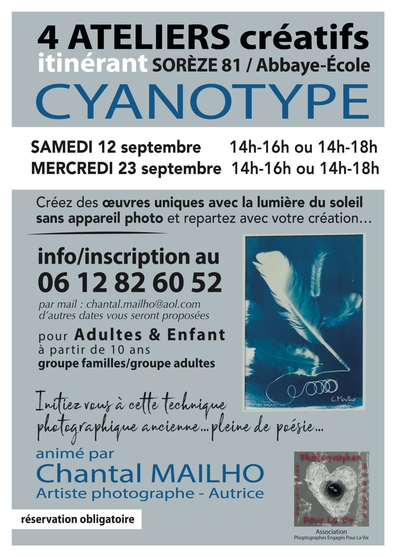 Cité de Sorèze - 4 ateliers créatifs itinérant CYANOTYPE